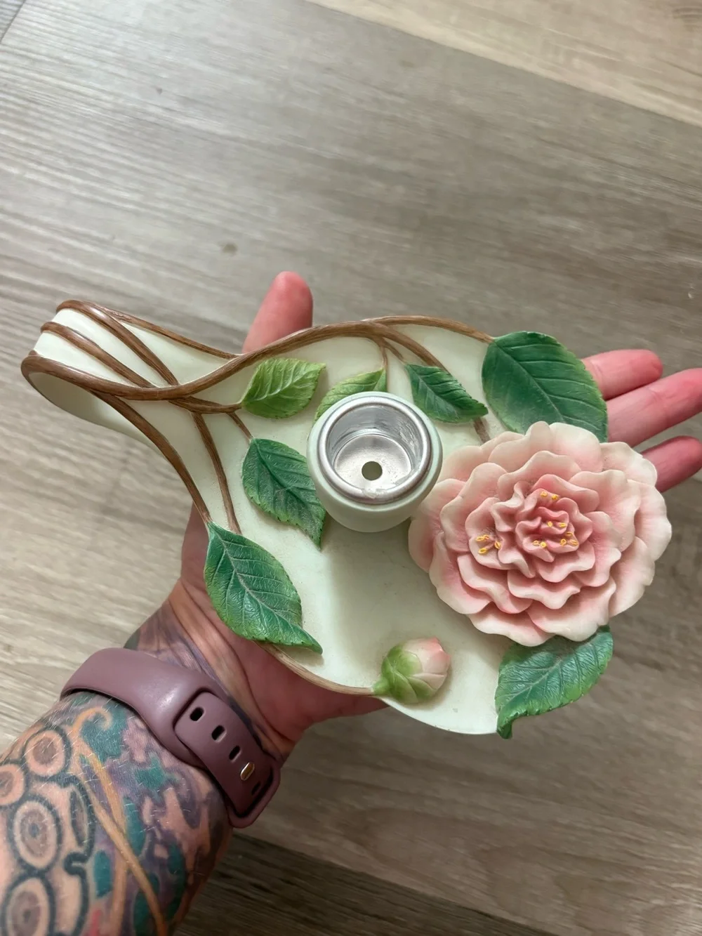 Vintage Iris & Orchid Pink Floral Candle holder